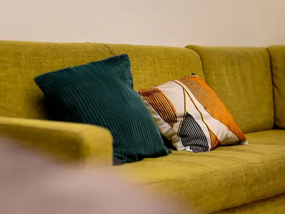 Living room sofa detail at Doma Budapest